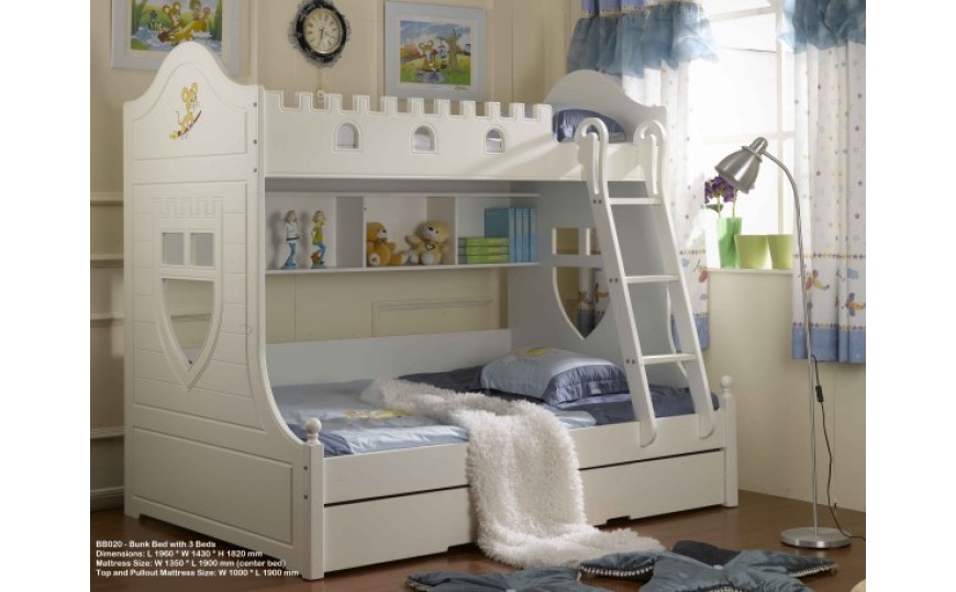 Huston White Bunk Bed for Kids